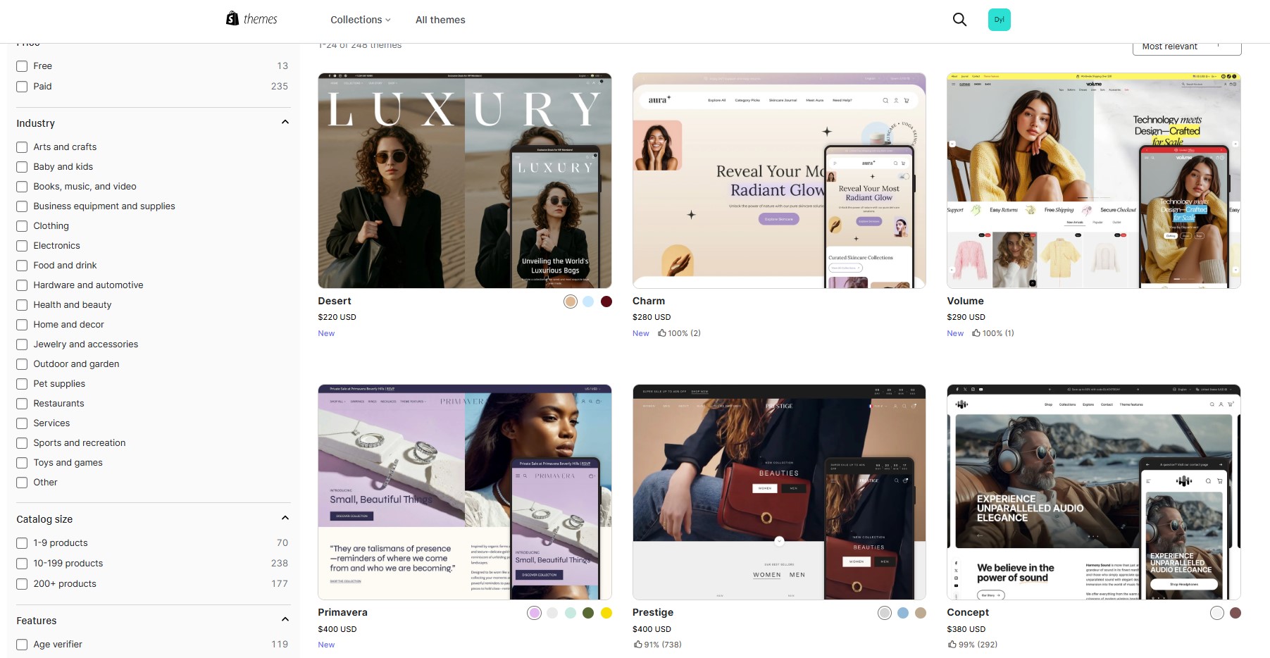 Shopify theme store
